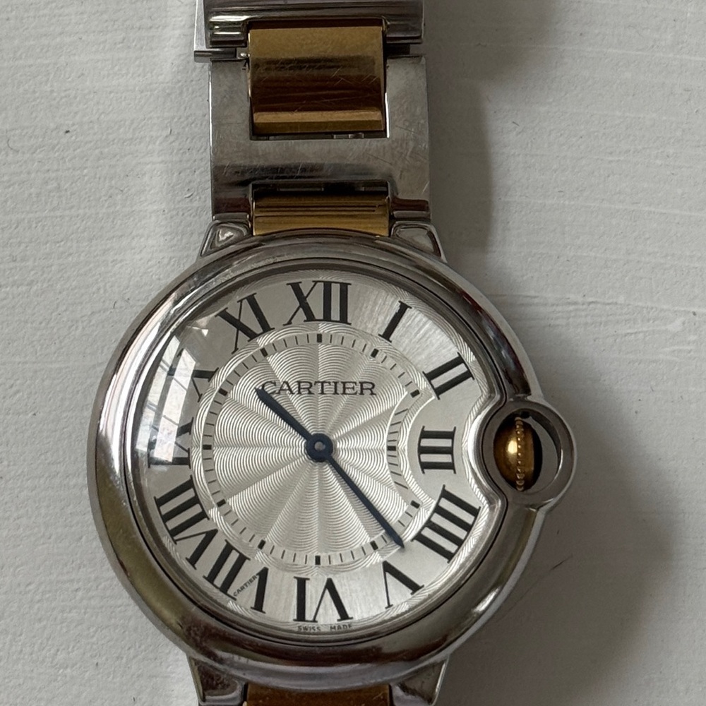 Ballon Bleu Silver and Gold Watch with Sapphire Crown - exquisite high-end